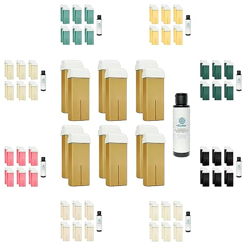 100 ml fettlösligt hårborttagningsvax - påfyllning för manipolering för rulle vaxvaxning hårborttagning 12 stycken - Honung + hyllning olja efter vax Anyskin® 100 ml