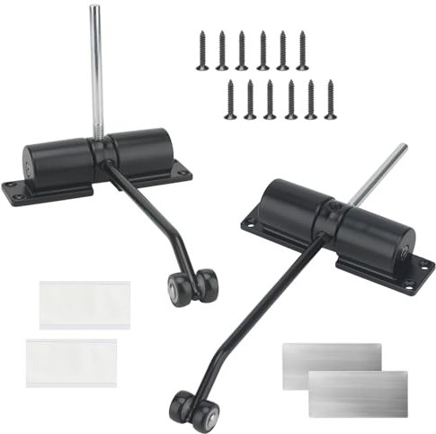 FAAING Lot de 2 Ferme Porte Automatique Noir, Fermeture automatique, Ressort de traction, Réglable Ferme Porte à Ressort pour Portes Jusqu'à 40 kg