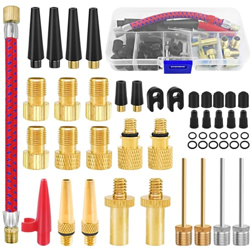 Samulee 48 Piezas Adaptador Valvula Bicicleta, Adaptador Valvula Presta, para Compresores, Bomba de Aire