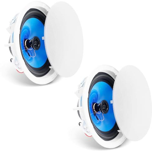 VEVOR Haut-Parleur de Plafond, 20,3 cm 8'', système Haut-parleurs encastrés au Plafond Mural, 2PCS, 50 W, 8 Ω, 89 DB, pour Cuisine à Domicile, Salon, Chambre à Coucher, porches extérieurs Couverts