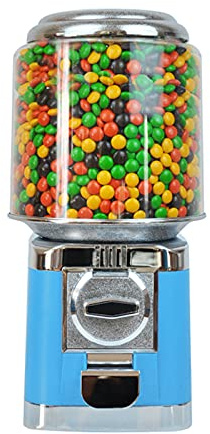 Candy Vending Gumball Machine Candy Dispenser Machine 25 Cent Bubble Gum Nut Machine for Flat Candies Coin Gumball Bubblegum Machine Classic Gumball Bank for Kids Gaming Theaters (Blue)