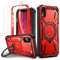 Lanhiem für iPhone XR Hülle mit 2 Stück Schutzfolie, 360° Ring Ständer Schutzhülle, Militärischer Stoßfest Handyhülle für iPhone XR Case, Rot