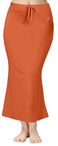 TRENDMALLS Dam polyester spandex sari formkläder underkjol för kvinnor, bomullsblandning, underkjol, kjolar för kvinnor, formkläder klänning för sari formare, Damm orange, XL