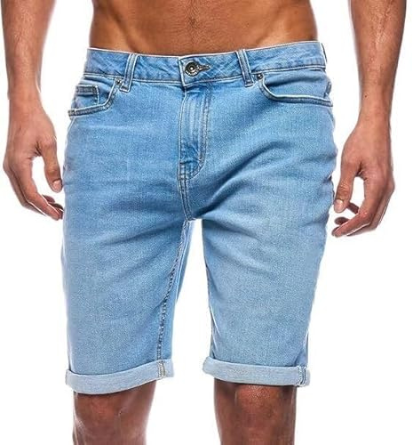iProfash Pantalones cortos vaqueros para hombre, bermudas, corte ajustado, para hombre, (Short 717-02) L Azul, 30W Corto