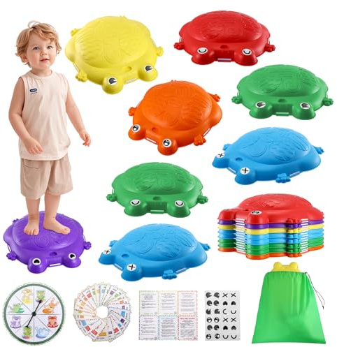 Piedras de Paso para Niños, 8 Piezas Piedras Equilibrio Niños con Forma de Rana, stepping stones kids para Entrenamiento de Equilibrio y Coordinación, Interiores y Exteriores Curso de Obstáculos