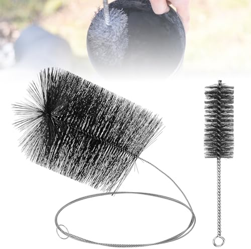 Juego de 2 cepillos para tubo de estufa, 150 mm/180 mm de diámetro, 170 mm de longitud, con barra flexible, cepillo para tubo de horno, juego de escoba para chimenea, chimenea, tubo de humos, limpieza