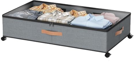 Contenitore sotto il,Vasche robuste con ruote | Contenitori di stoccaggio di vestiti sotto il - Per scarpe abbigliamento tessuto giocattoli coperte biancheria da trasloco casa camera