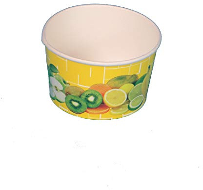 Pro DP 1200 Eisbecher Eiskrem Frozen Yoghurt to go Becher 260ml Papier/Pappe Gelb Früchte Motiv Ø92mm 55mm hoch Made in Germany