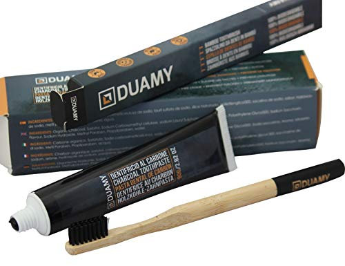 Activated Carbon Toothpaste. Tooth Whitener Activated Carbon with a 100% Biodegradable Bamboo Toothbrush. Charcoal Teeth whitening. Toothpaste for Sensitive Teeth. Kit Tooth whitening Paste 80 gr.