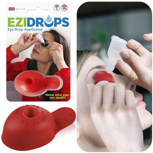 EziDrops - Distributeur de gouttes oculaires - Applicateur de gouttes pour les yeux facile - Soins de la vue sûrs et faciles (rouge)