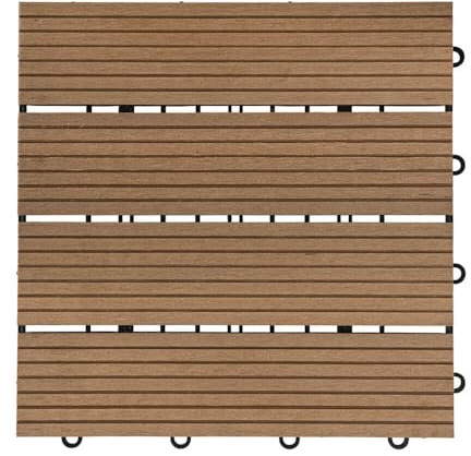 Home Deluxe - WPC Klickfliese BAVARO - Teak - 6 m² - 11 Fliesen á 30 x 30 cm I Klickfliese Terrassenfliese Balkonfliese