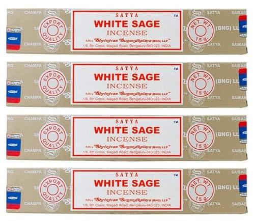 Satya White Sage Incense Sticks 15 Grams x 4 Packs | For Meditation, Yoga, Healing, Aromatherapy, Relxation, Spirituality |