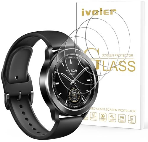 ivoler 4 Stück Schutzglas Schutzfolie für Garmin Forerunner 165/165 Music/Xiaomi Watch S4 / S3 / Amazfit Cheetah Pro, 9H Härte Schutz Glas, HD Klar Displayschutzfolie, Anti-Kratz, Anti-Bläschen