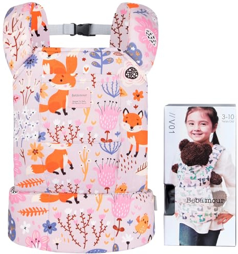 Bebamour Baby Doll Carrier for Kids Baby Doll Accesorries Storage Bag Backpack Stuffed Toys Carrier Doll Baby Carrier, Beige Fox