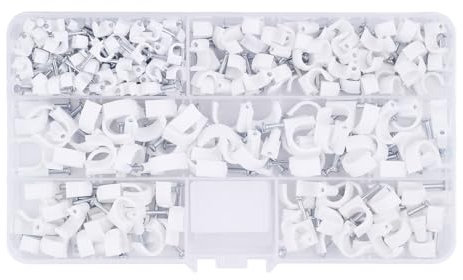 JXPXJMY Lot de 250 Serre Câbles Muraux, Serre Câbles pour Filets Avec Embouts Clips, 4 Tailles Différentes Pinces Murales Câbles Téléphoniques (M4/M6/M8/M10)