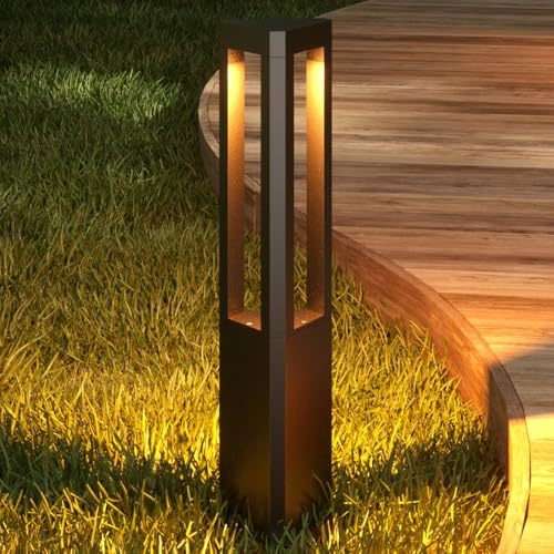 AnKooAnr Lampe de Chemin de Paysage Moderne à LED Noires, éclairage d'extérieur en Aluminium, étanche, luminaire d'allée, lampadaire extérieur pour pelouse, Cour, Patio, décoration