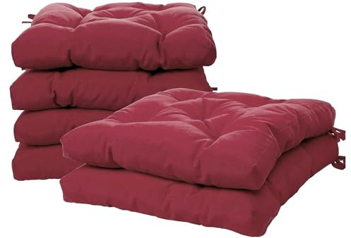 Viste tu hogar Pack 6 Cojines para Silla, 45x45x5 CM, Efecto Tridimensional, Relleno de 100% Poliéster, Ideal para Comedor, Terraza, Sala y Restaurante, Color Burdeos, Fabricado en España