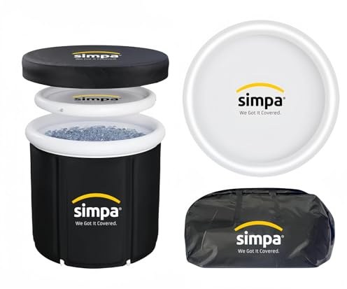 simpa Large Black & White 330L Ice Bath Tub Cold Water Therapy Ice Plunge Recovery Pod with Lid & All-Weather Cover. Suitable for Athletes & Well Being Treatments.