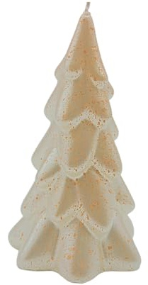 Dekohelden24 Vela en Forma de árbol de Navidad, Vela de Figura como árbol de Navidad, Vela de árbol de Navidad en nácar con Purpurina, Hecha a Mano, tamaño: 15 x 8 cm Aprox.