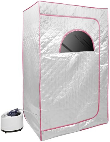 Sauna à Vapeur Portable Maison Isolante à Quatre Couches éPaissir Kit De Tente De- Idéal pour Bain de Sauna(sans la chaise), Sauna Spa pour Une Personne Cabine De Pliage 100 * 80 * 170cm-argent
