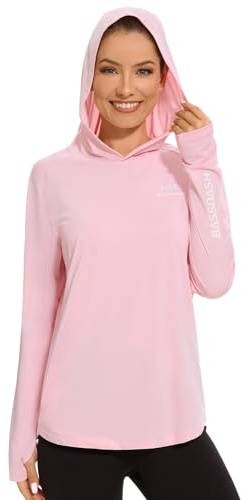 Bassdash Mujer Sudadera con Capucha de Pesca Manga Larga Protección Solar UPF 50+ con Bolsillo Sudadera para Deportes al Aire Libre Surf Natación Correr FS04W