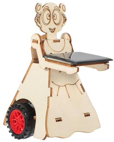 KICHOUSE Robot Solare Fai da Te in Legno 1 Pezzo Kit Educativo per Esperimenti Scientifici Giocattolo di Assemblaggio per Stimola Curiosità e Apprendimento Stem