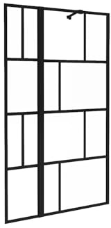 Vente-unique - Mampara de bañera Obelini - L 120cm x A 0.5cm x H 140cm - aluminio - negro