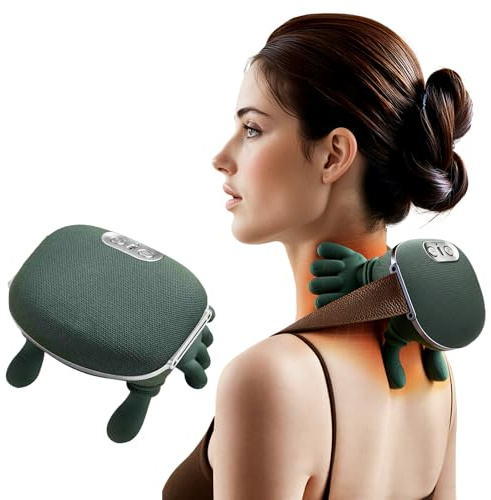 Neck Massager, 4D Real Hands Massager, USB Neck Massager with Heat, 3 Massage Settings, 2 Heat Levels, Deep Massage for Neck, Shoulder, Back, Gifts for Dad Mom