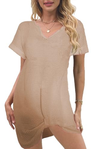 Generico Copricostume Donna in Maglia Minibikini(Khaki, L)