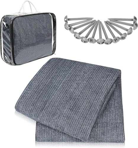 Aufun Awning Carpet - Tent Carpet- Ideal for Campervans, Motorhomes, Caravans, Tents, Canopies and Gazebos, Gray Blue with Pegs and Carry Bag