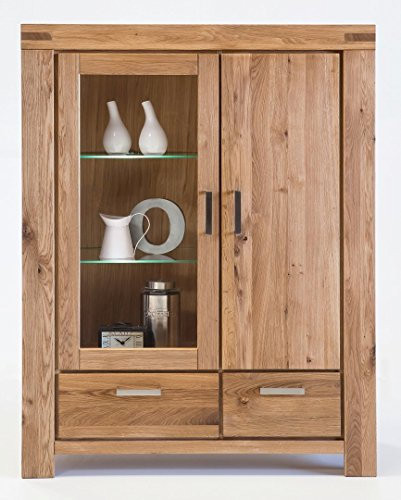 moebelstore24 Highboard/Vitrine Kiroyal - Wildeiche massiv geölt