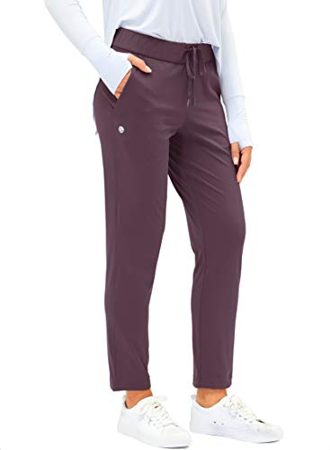 G Gradual Women's Pants with Deep Pockets 7/8 Stretch Sweatpants for Women Athletic, Golf, Lounge, Work (Wine Red, Large)