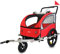 DMS® Fahrradanhänger 2 in 1 Kinderanhänger Fahrrad Anhänger Jogger Radanhänger Kinderwagen Kinderfahrradanhänger für 2 Kinder 5-Punkt Sicherheitsgurt, Radschutz FH-02 (Rot)