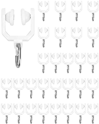 QWORK® Curtain Rail Track Pulley, Curtain Track Rollers, Curtain Runners, for Windows Shower Curtain Tracks 9mm Dia 30 Pcs