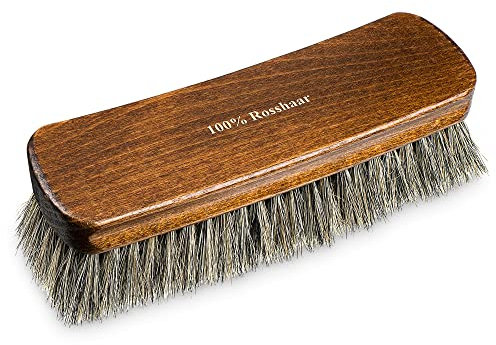 PREMYO XXL Cepillo de Brillo para Zapatos con Crin de Caballo Gris - Limpieza y Pulido de Cuero Liso