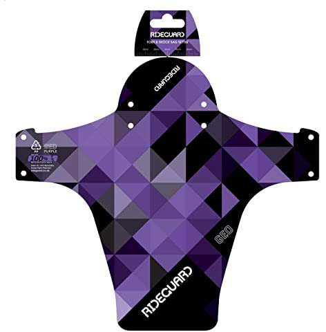 RideGuard PF1 - Front MTB Mudguard Mountain Bike Fender. Fits 24”, 26”, 27.5”, 29”, Plus Size and Fat Bikes. UK Made 100% Recycled Plastic Waste 100% Recyclable. (Geo Purple)