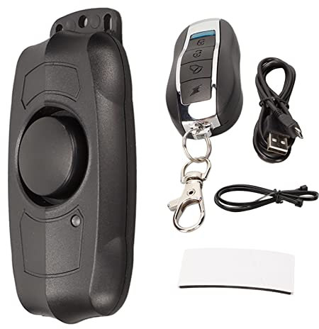 Drahtloser Fahrradalarm mit Fernbedienung, 113dB Anti-Diebstahl Wiederaufladbarer Fahrradalarm Drahtloser Sicherheits-Vibrations-Bewegungssensor-Alarm, IP55 Wasserdicht, 4 Modi, 5 Stufen Einstellbar