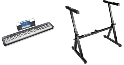 Casio CDP-S110BK digital piano med 88 viktade knappar, svart & RockJam RJZZ363 Pianostativ, Svart, En Storlek