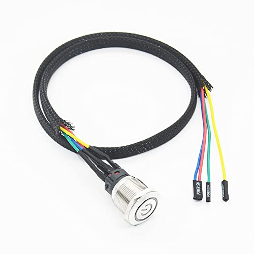 iHaospace Desktop dator power switch metallknapp, PC startknapp PC på/av-brytare med LED-strömknapp power SW kabel (16 mm)