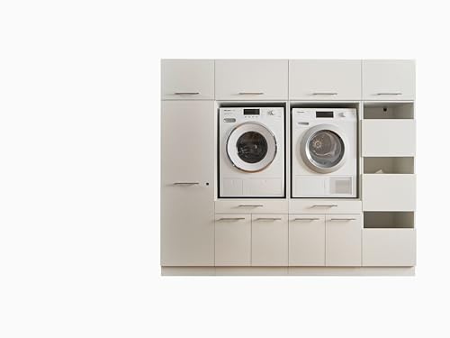 Laundreezy 2X Waschmaschinenschrank, Wäscheschrank, Mehrzweckschrank und 4X Schrankaufsatz, Weiß - Waschmaschinen-Überbauschrank TÜV-Zertifiziert mit viel Stauraum - 235 x 200 x 67,5 cm (B/H/T)