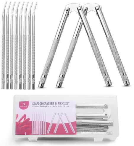 Drincarier Knallbonbons und Picks-Set, 10-teiliges Krabbenbein-Knallbonbon-Werkzeug, Edelstahl, Meeresfrüchte-Knallbonbons & Gabeln, Nussknacker-Set – spülmaschinenfest