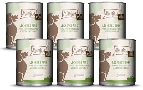 MjAMjAM - Nourriture Humide Premium pour Chiens - Le Plaisir de la Viande à l'état Pur - du bœuf Pur et délicieux, Pack de 6 (6 x 800g), sans céréales avec Un supplément de Viande