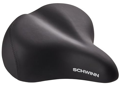 Schwinn Comfort Bike Seat for Men and Women, Commute Plus Foam Plush, Replacement Saddle Fits All Adult Bikes with Standard Seatpost, Black