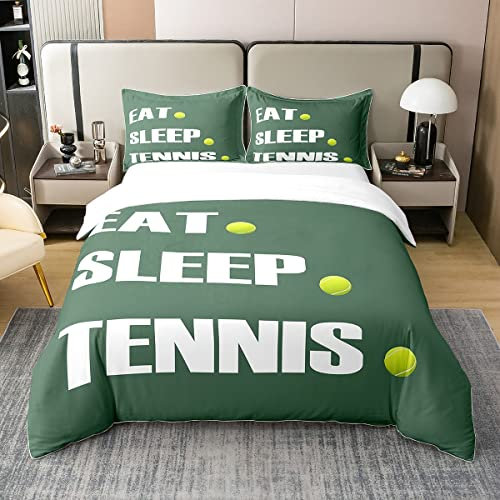 Loussiesd Tennis 100% Baumwolle Bettwäsche Set 155x220cm Kinder Sport Thema Bettbezug Set 3D Ball Muster Betten Set für Mädchen Jungen Zimmer Dekor Leichte Bettwäsche-Set mit 1 Kissenbezug