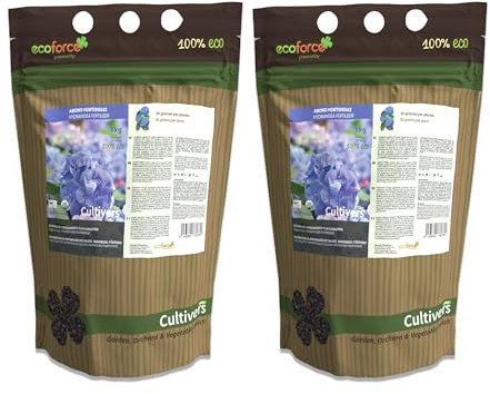 CULTIVERS Abono Hortensias y Camelias Ecológico 2x 1kg Fertilizante de Origen 100% Orgánico y Vegano. Potencia la Floración y activa el color de las flores
