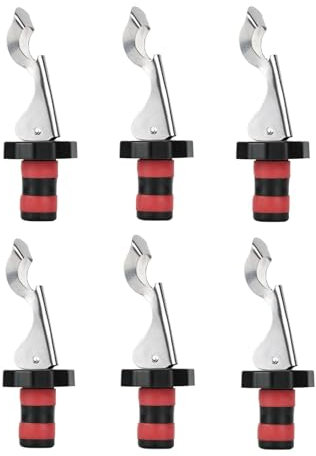JZK 6 tappi di ricambio per bottiglie di vino, con braccio a leva, riutilizzabili, con apribottiglie, per sigillare vino, prosecco, bevande e liquori