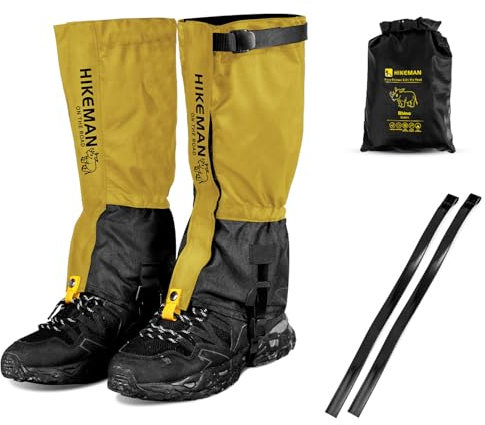 HIKEMAN Outdoor Gamaschen Wandern - wasserdichte Wandergamaschen Einstellbare Gamaschen,Verstellbare Größe Boot Gamaschen für Wandern,Klettern,Schneewandern und Jagd (Ingwer, S)