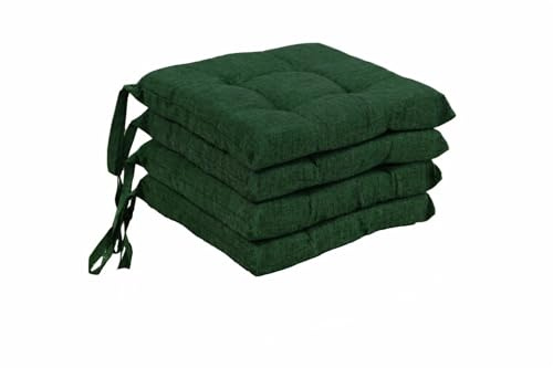 Corredocasa Set di 4 Cuscini per Sedia con Lacci a 4 Punti, Imbottiti e Rivestiti in Policotone - Design Confortevole, Made in Italy, Disponibili in Diversi Colori per Cucina Casa (Verde)