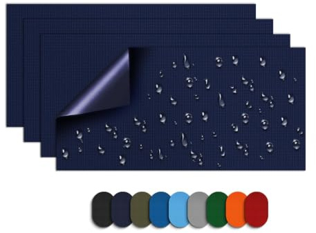 Skystuff Down Jacket Repair Patch, 4pcs Self-Adhesive Nylon Repair Patches | Waterproof Fabric Repair Tape Patch for Sofa, Down Jackets,Tents, Sleeping Bags, Backpack, Clothing, Puffer Coats,Navy