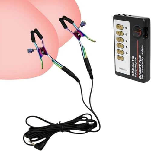 Electric Shock Nipple Clamps Clip Electric Nipple Clamps Nipple Jewelry Non Piercing Adjustable Current Level Suitable for Ladies Own Use and Flirting with Adult Couples Style
